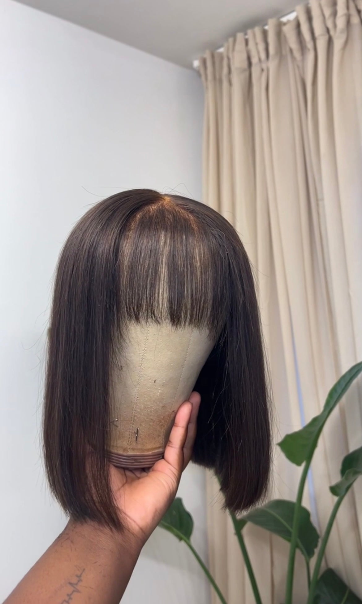 Bob avec Frange Lace 2*6 - Brun Naturel