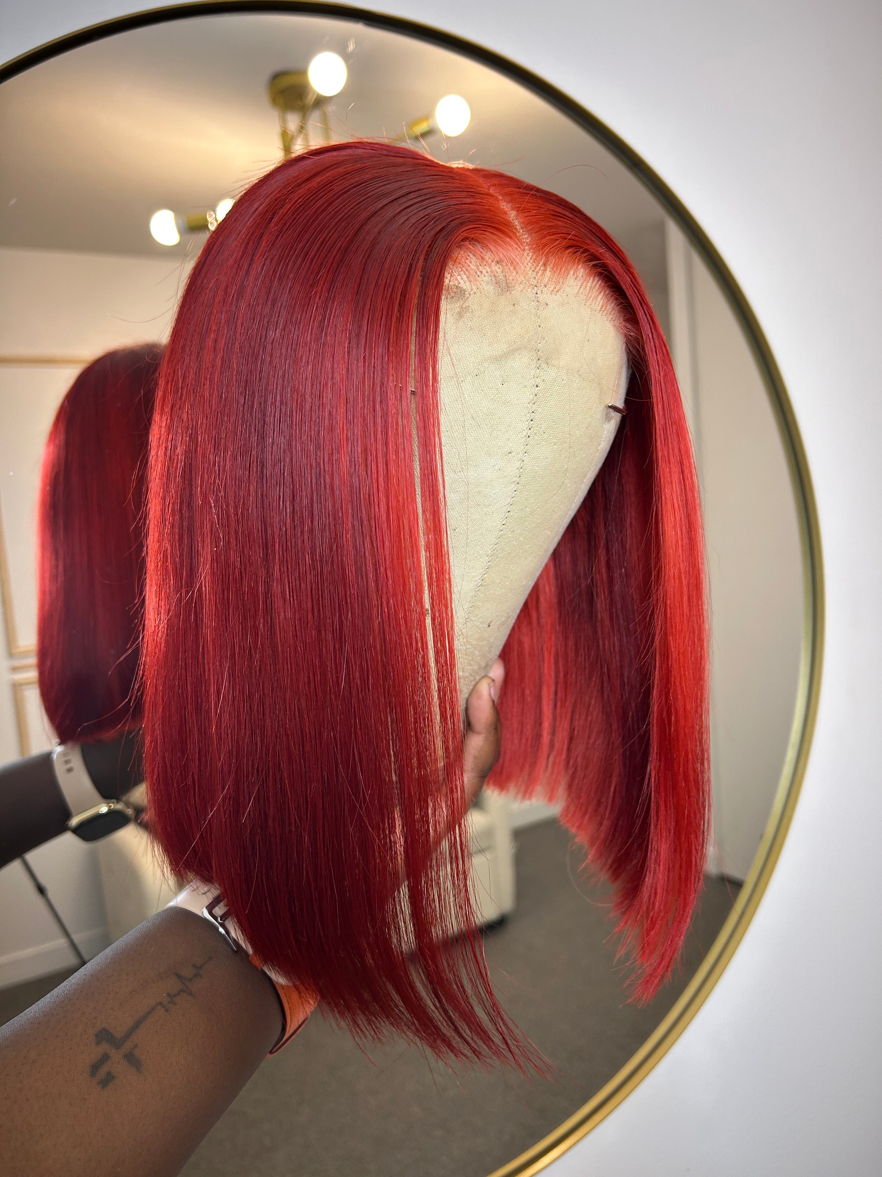Bob Personnalisé Lace HD 13x4 - Coloration Rouge Intense