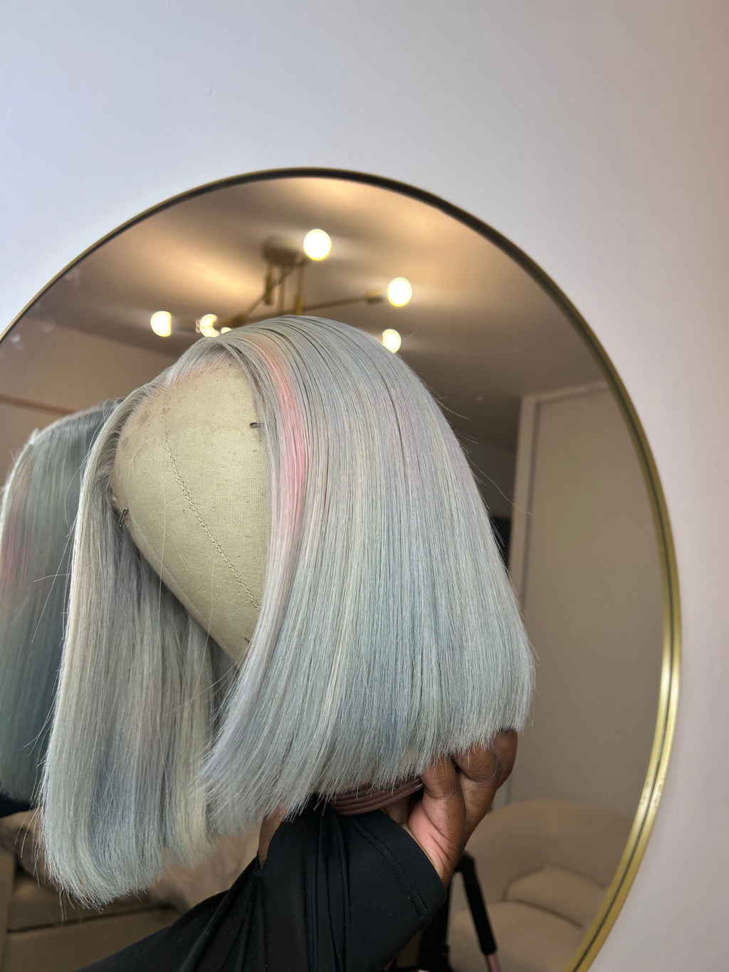 Bob Personnalisé Lace HD 13x4- Coloration Gris Platinium Rosé