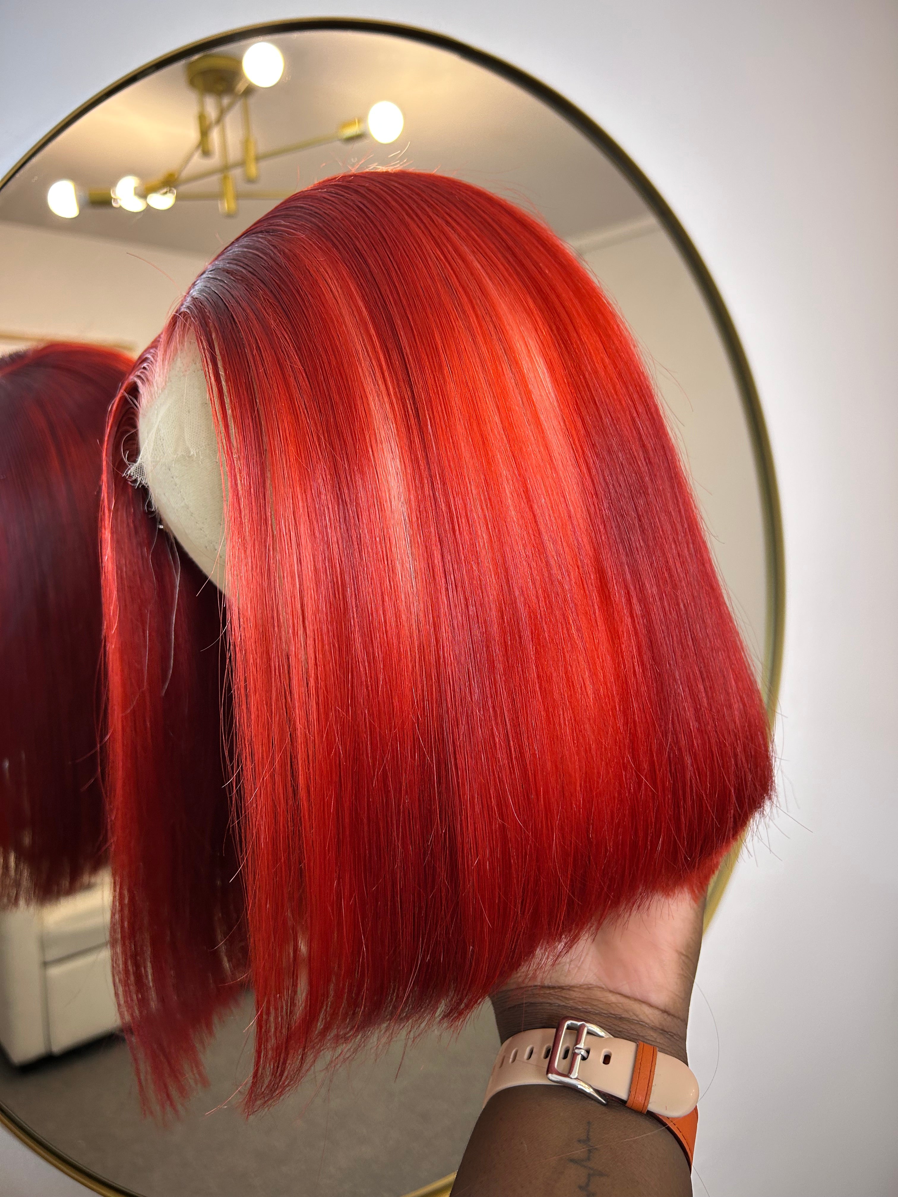 Bob Personnalisé Lace HD 13x4 - Coloration Rouge Intense